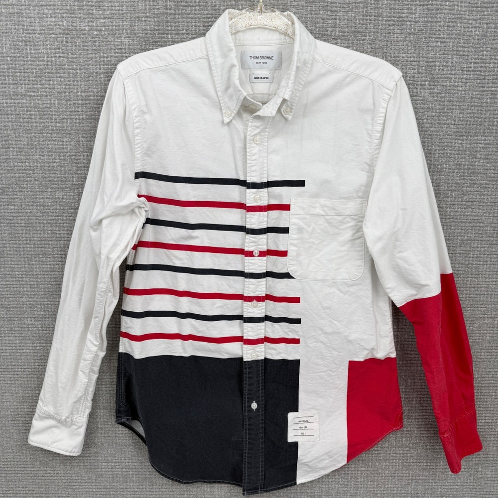 Thom Browne New York Men's Sz 1 /S White Red Stripe Button Down‎ Shirt Japan
